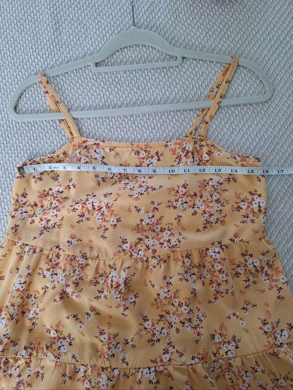 Old Navy Yellow Floral Tiered Sundress with Spaghetti Straps